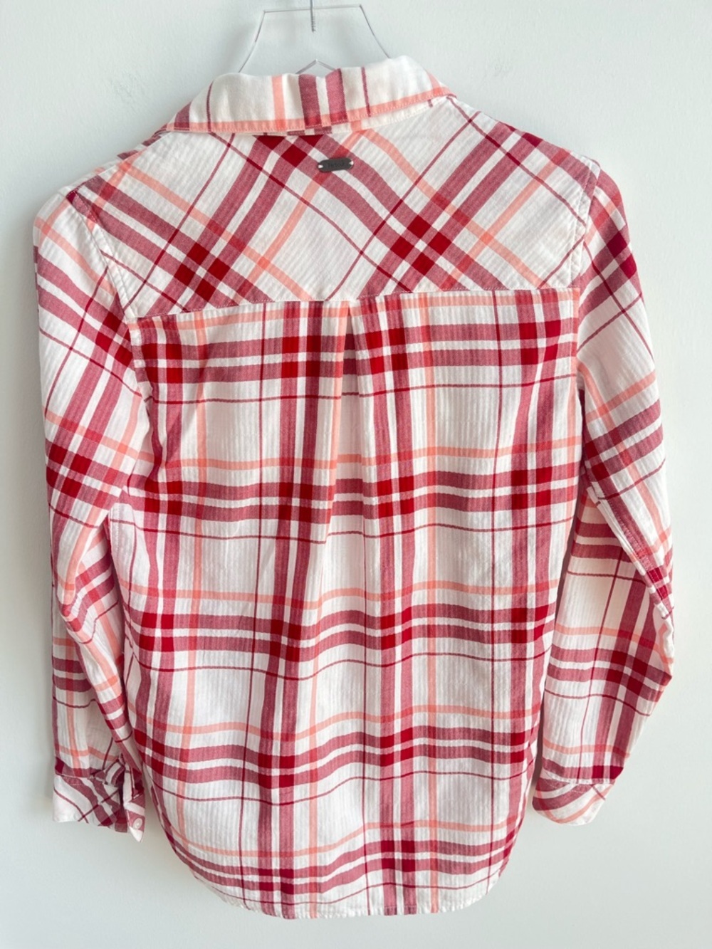 Barbour Shoreline Relaxed Fit Red Plaid Shirt Cotton Blend Button Front Small - Picture 3 of 7